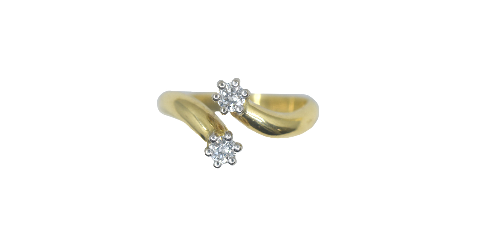 Beautiful 18ct gold diamond crossover toi et moi ring - Vintique Jewellery