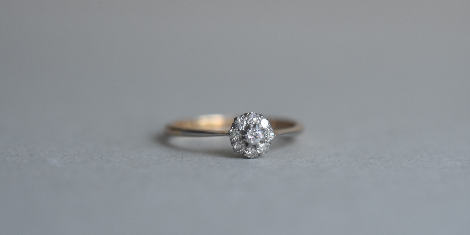Dainty Antique Edwardian 18ct gold and platinum diamond cluster ring ...