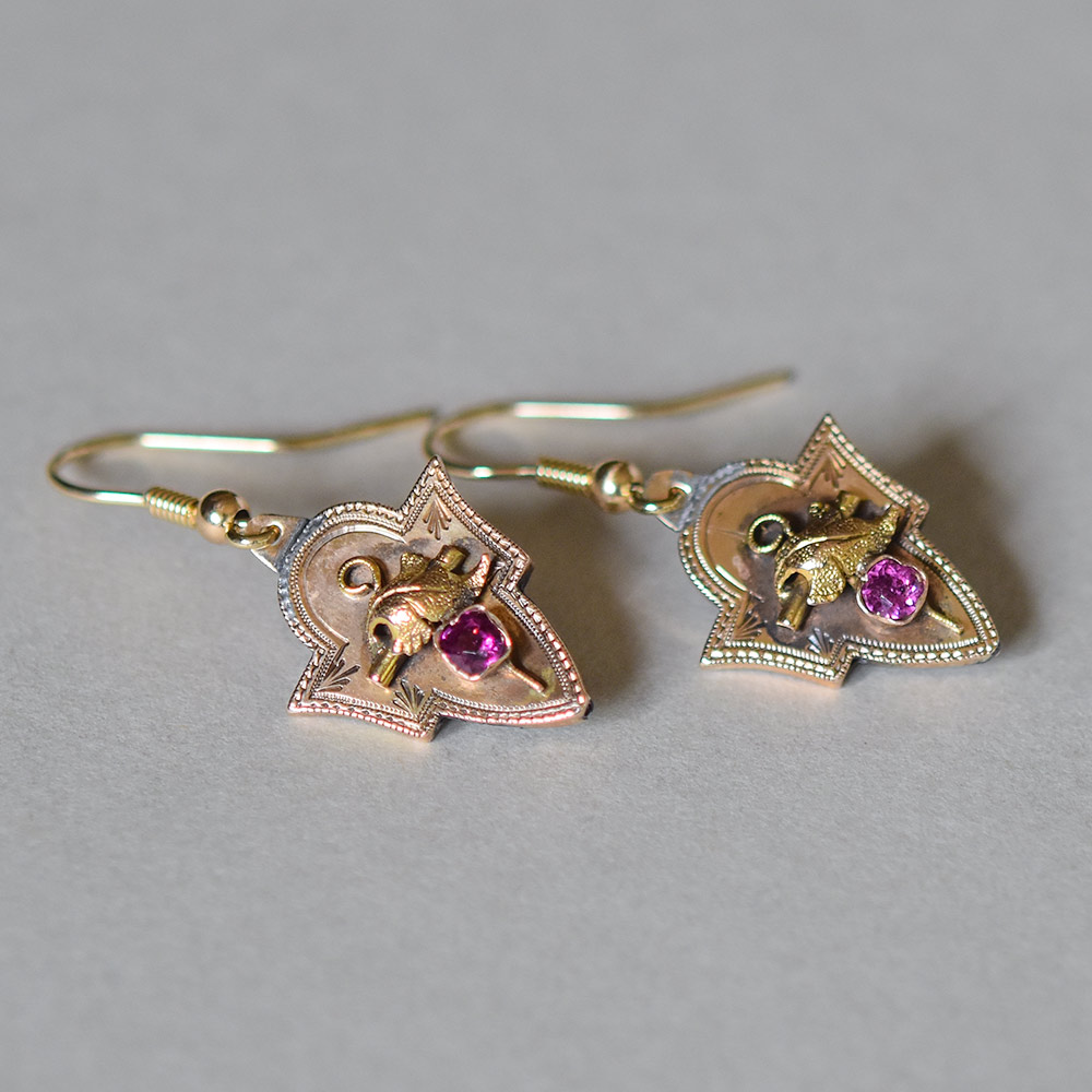 9ct Gold Oval Garnet Drop Earrings