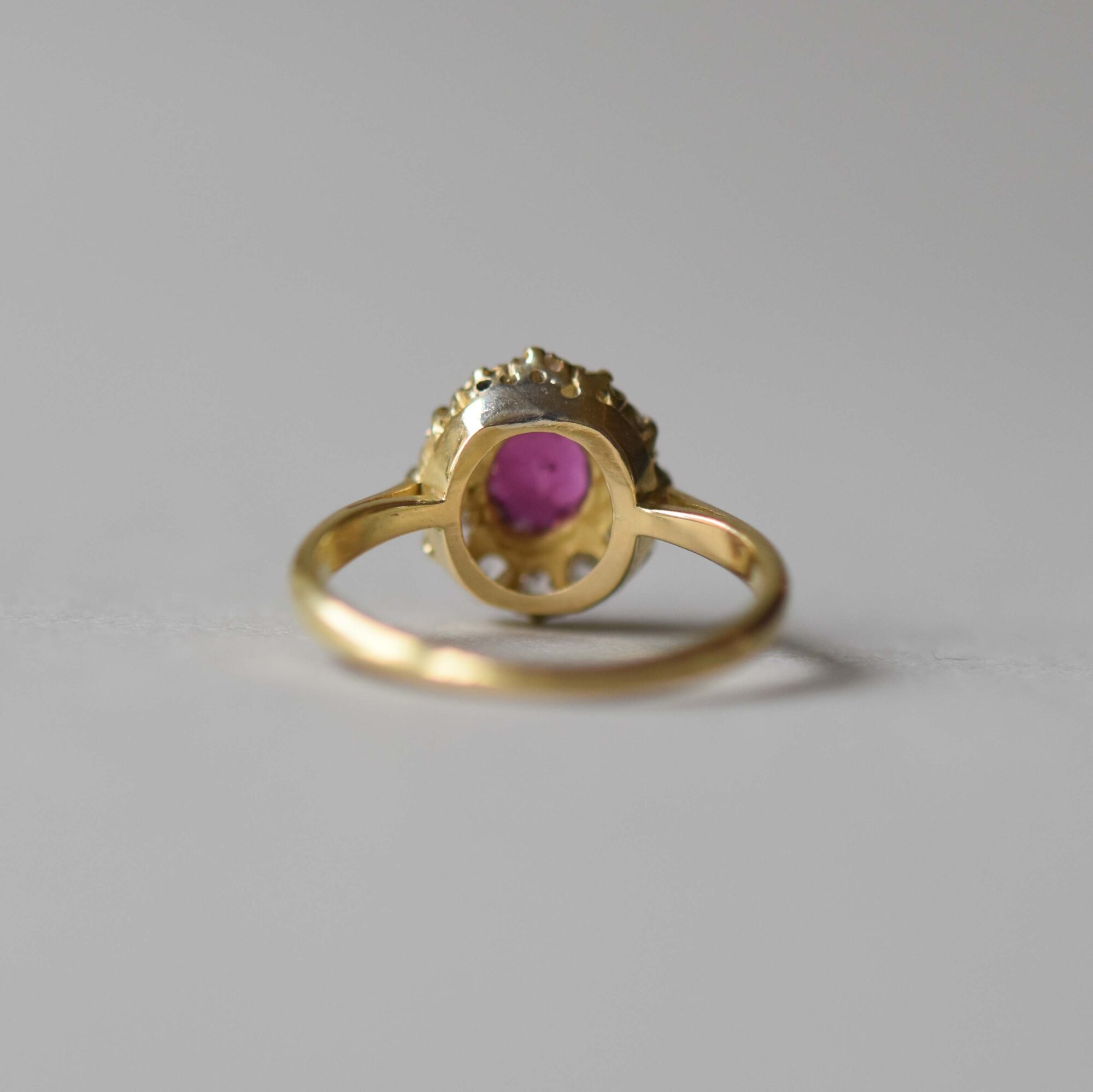 Antique Edwardian 18ct gold ruby and old cut diamond cluster ring c.1910 - Image 5