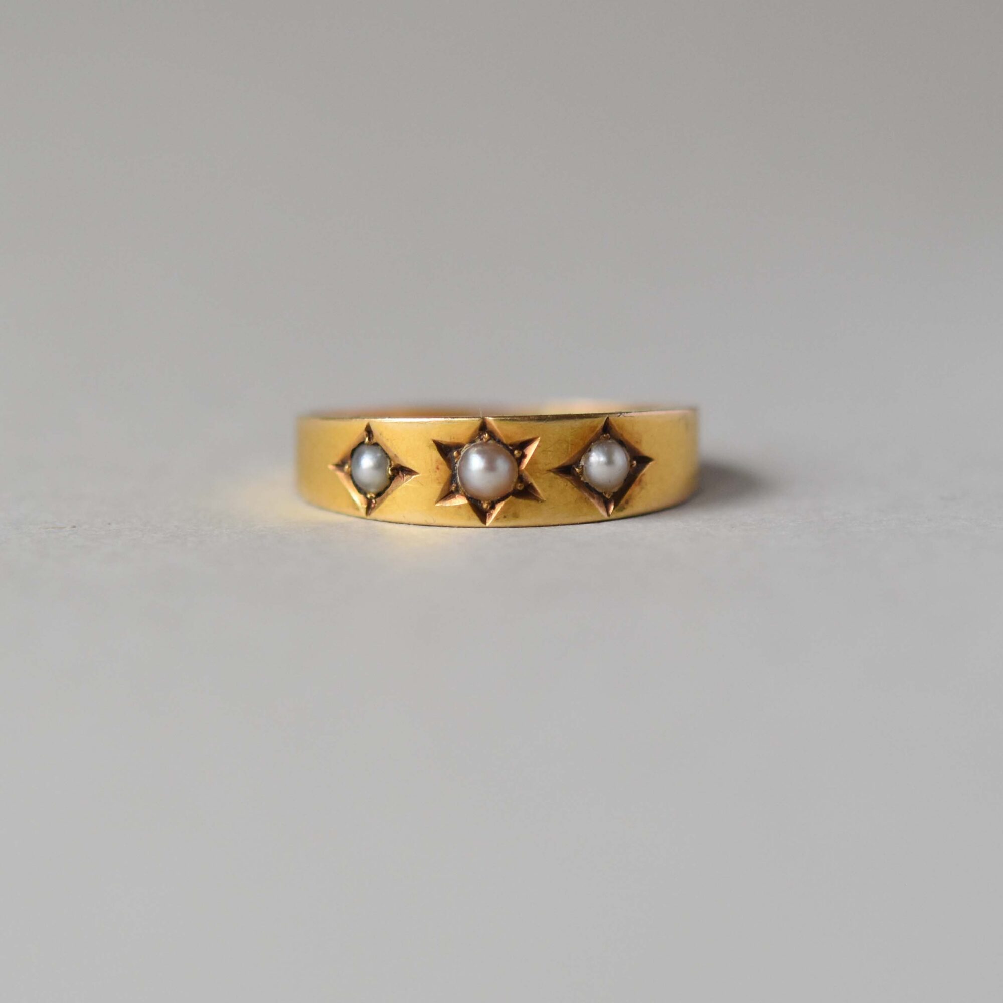 Victorian 18ct gold cutie pearl starburst ring c.1880 - 1900