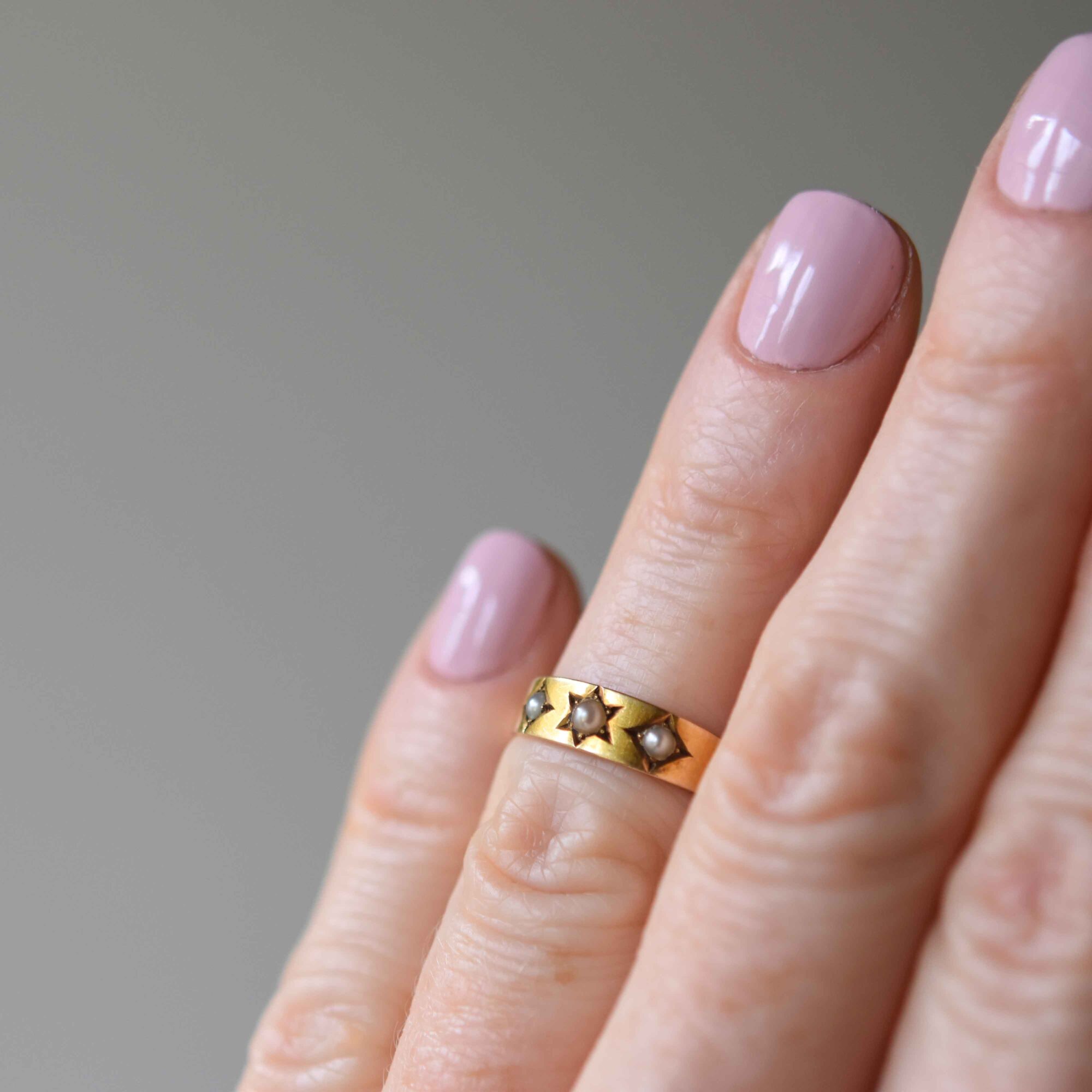 Victorian 18ct gold cutie pearl starburst ring c.1880 - 1900 - Image 3