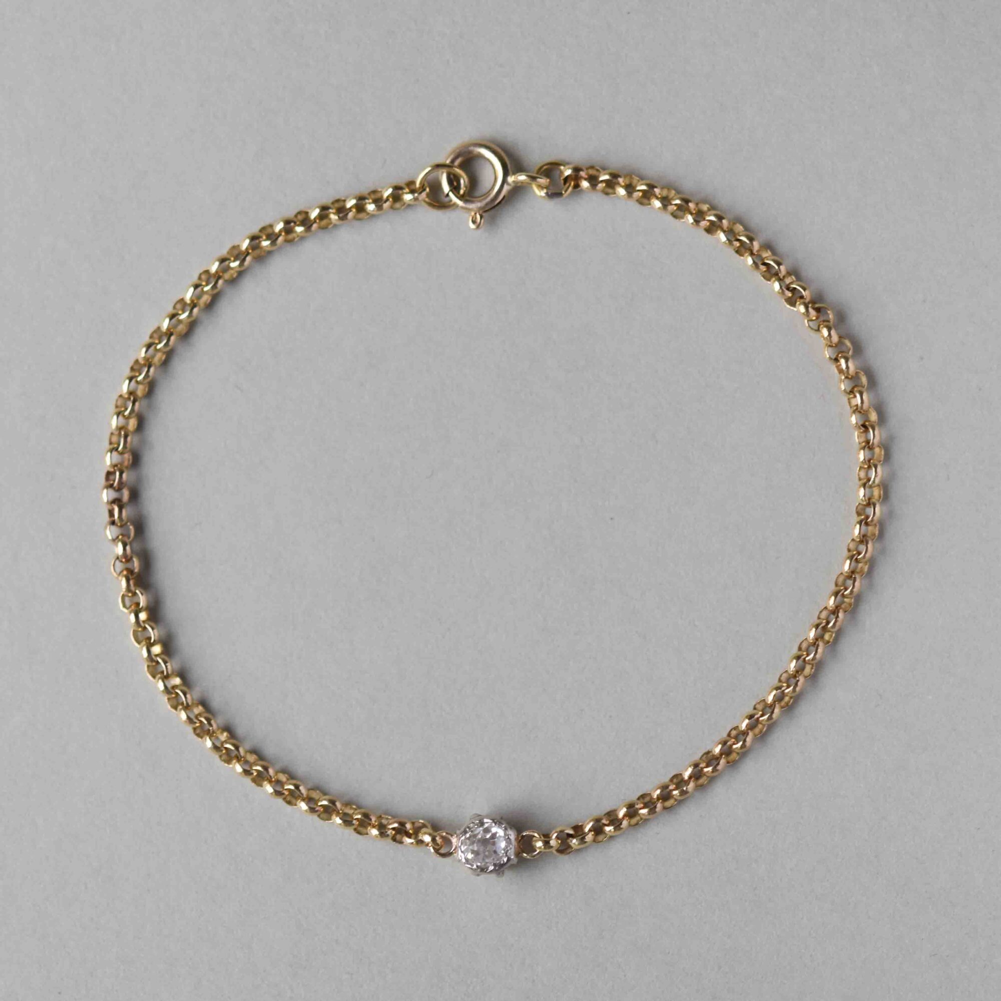 Antique 9ct gold cutie 0.25 carat old cut diamond conversion bracelet