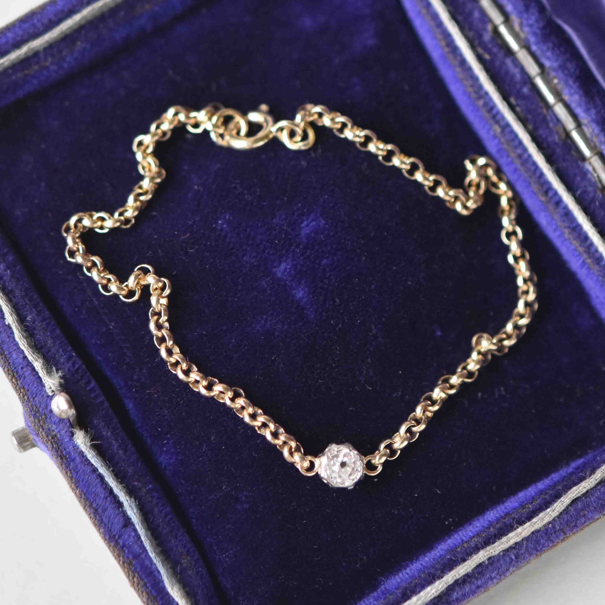 Antique 9ct gold cutie 0.25 carat old cut diamond conversion bracelet - Image 2