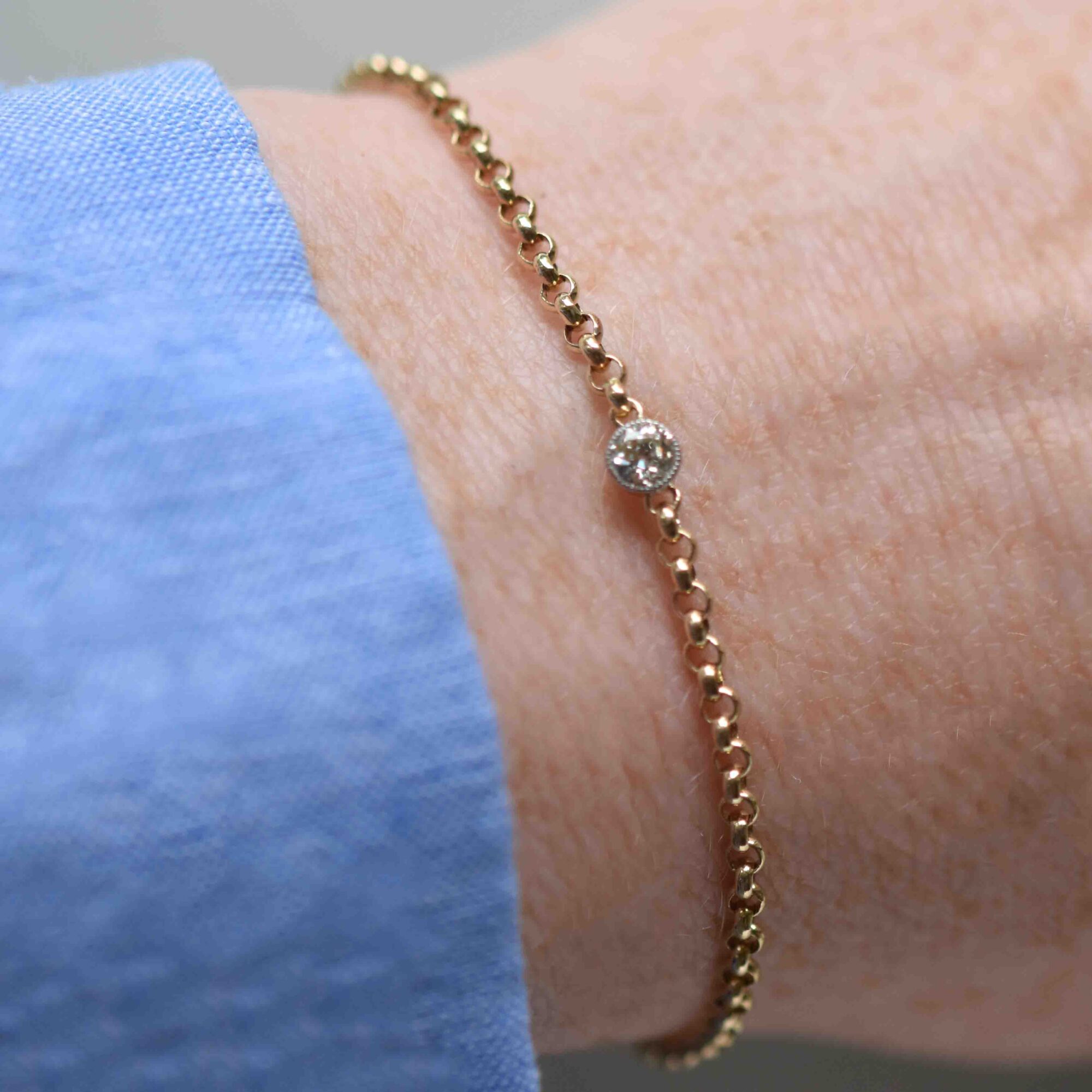 Antique 9ct gold cutie diamond conversion bracelet - Image 4