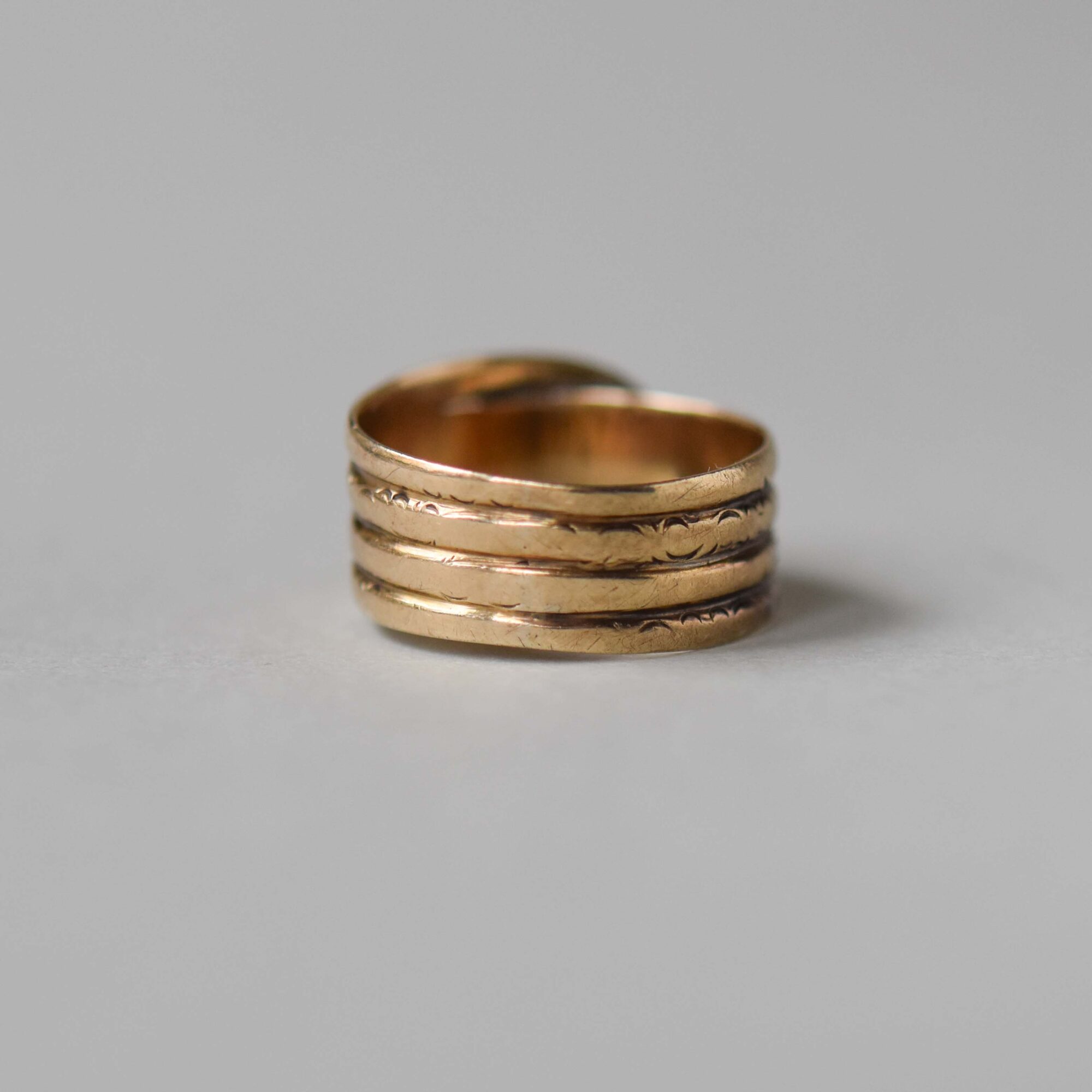 Antique 9ct gold rose cut diamond engraved snake ring - Image 4