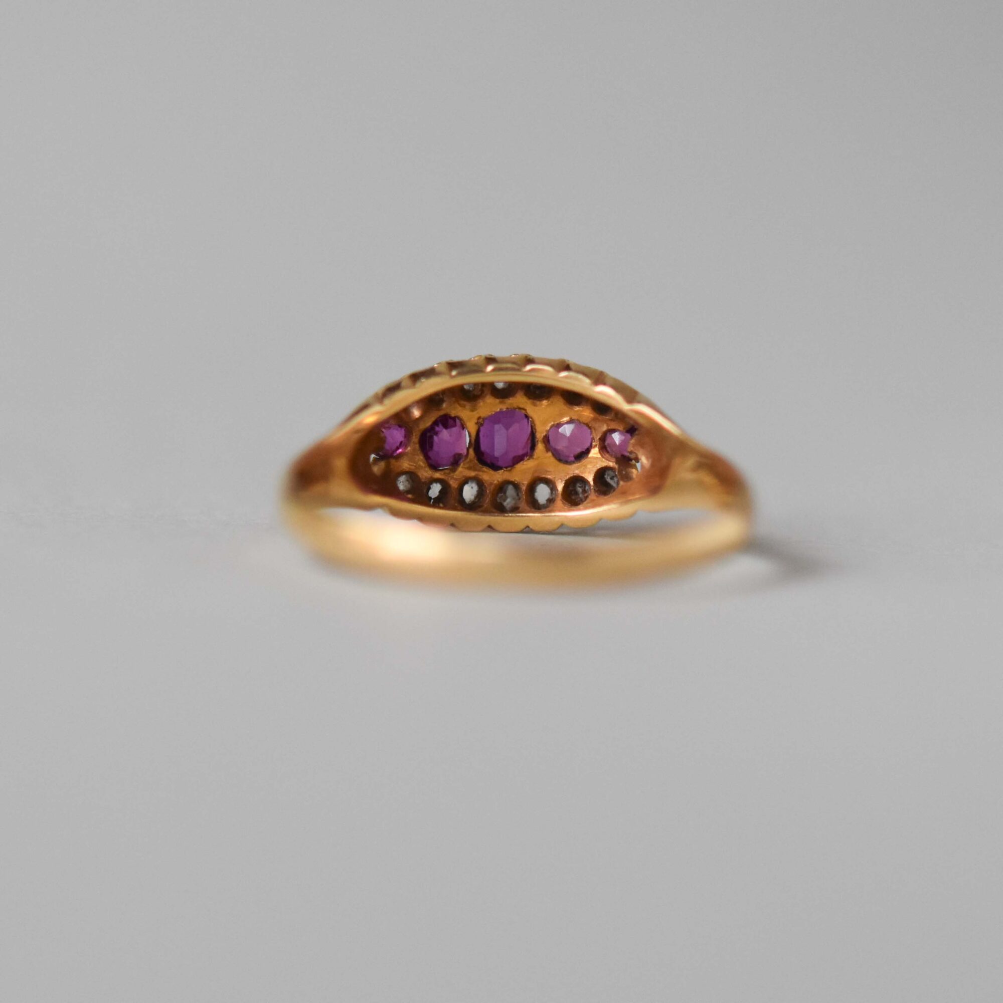 Victorian ruby and rose cut diamond 18ct gold ring, c.1880s - Image 3