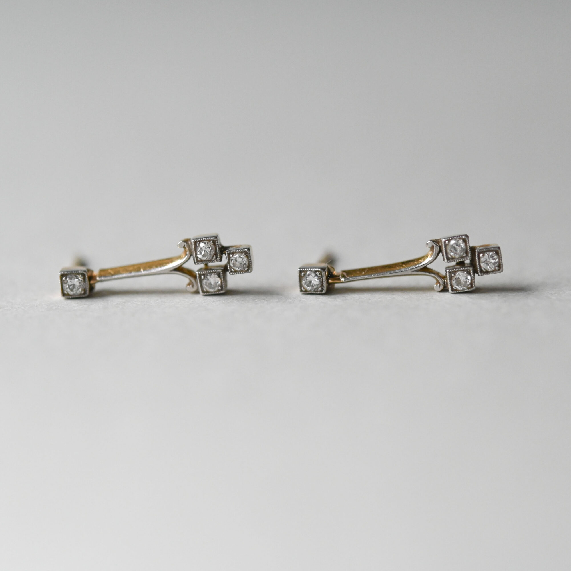 Pair of Art Deco 18ct gold and platinum diamond earrings