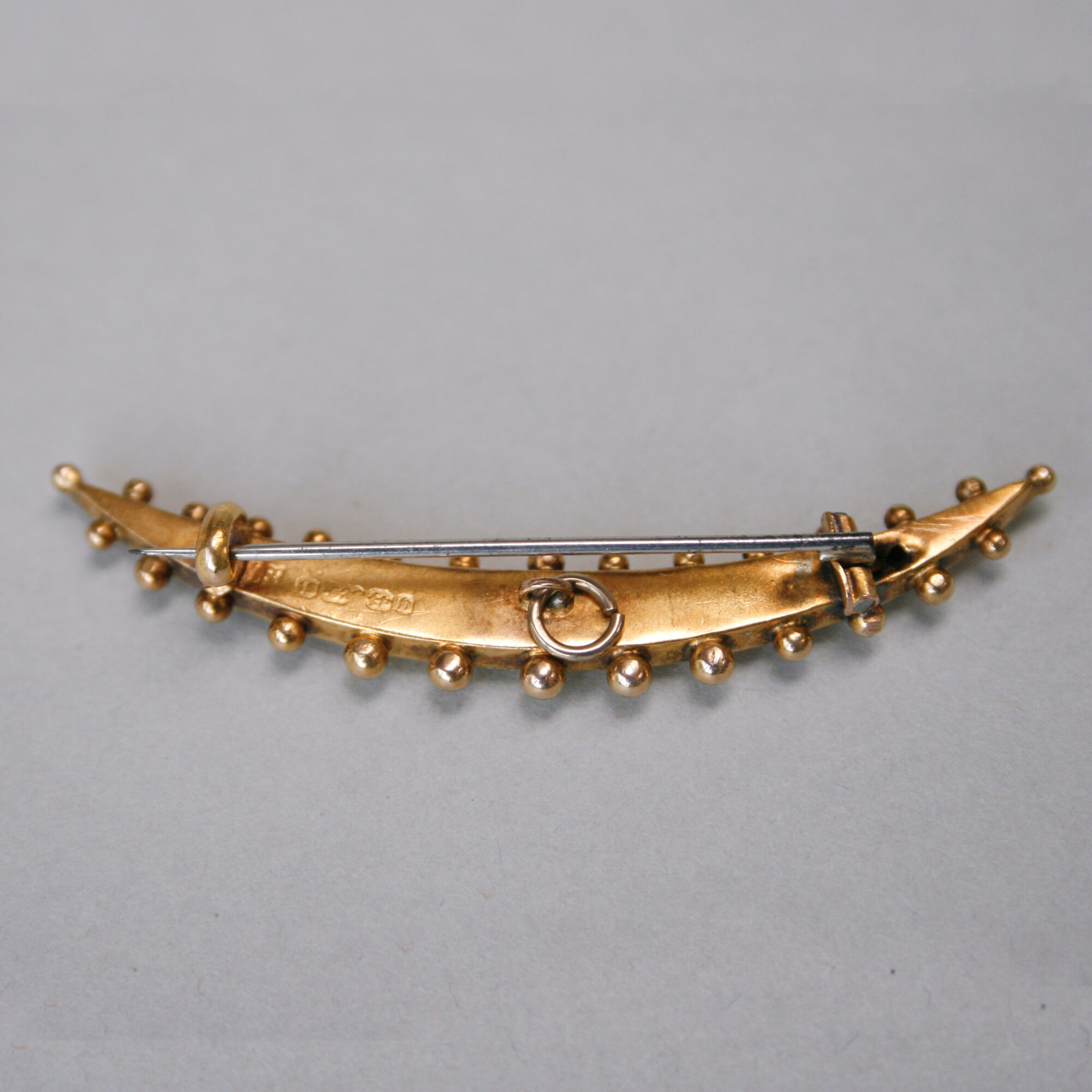 Victorian 15ct gold ruby and diamond crescent brooch, 1876 - Image 3