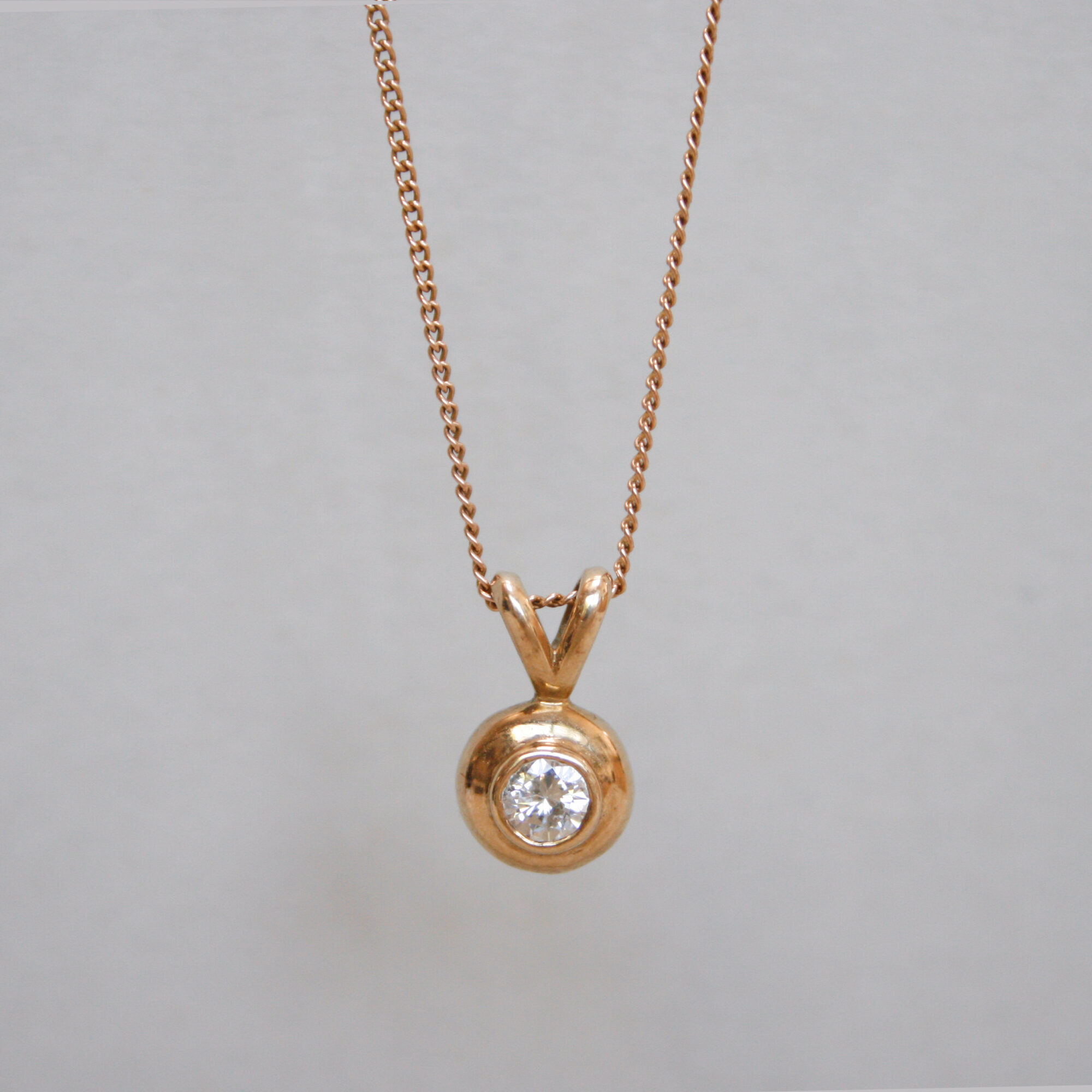 Classic 9ct gold diamond solitaire necklace