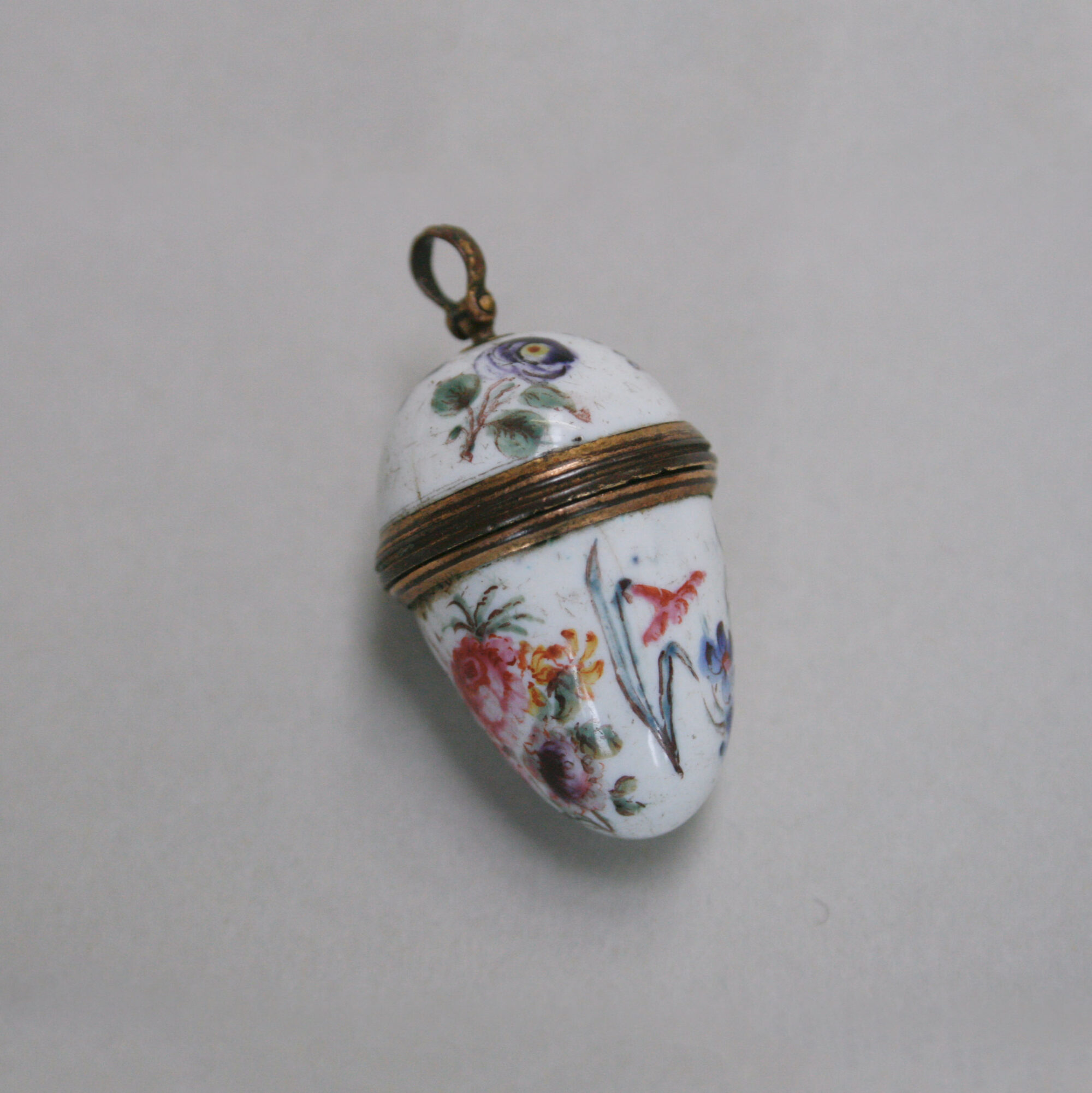 Antique Georgian English Bilston enamel egg shaped opening pendant c.1800 - Image 11