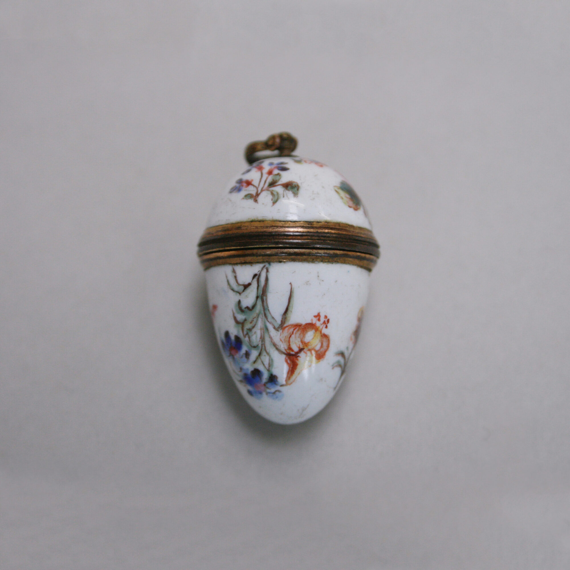 Antique Georgian English Bilston enamel egg shaped opening pendant c.1800 - Image 10