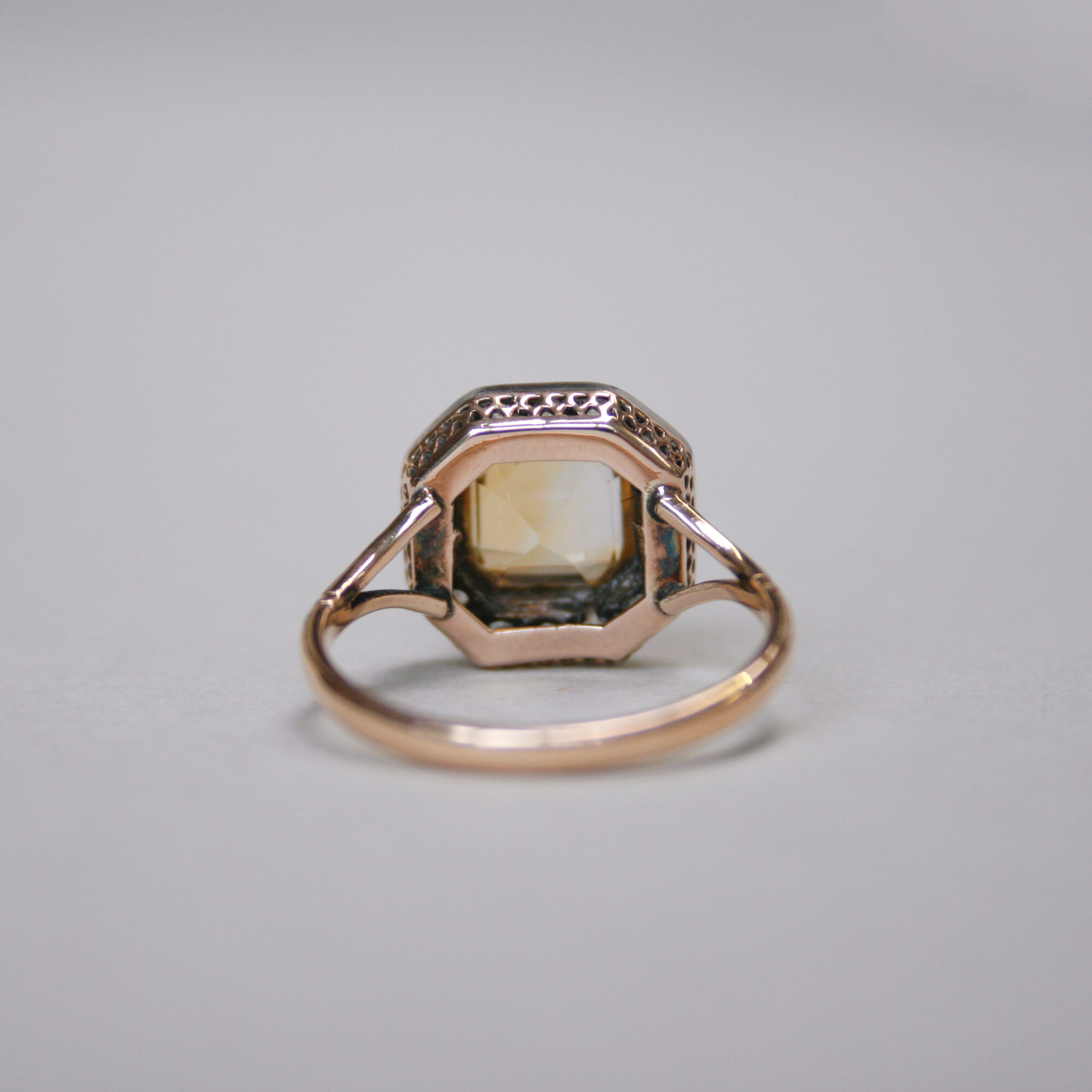Early Victorian 15ct gold citrine and old cut diamond cluster ring, c.1840s - Image 5