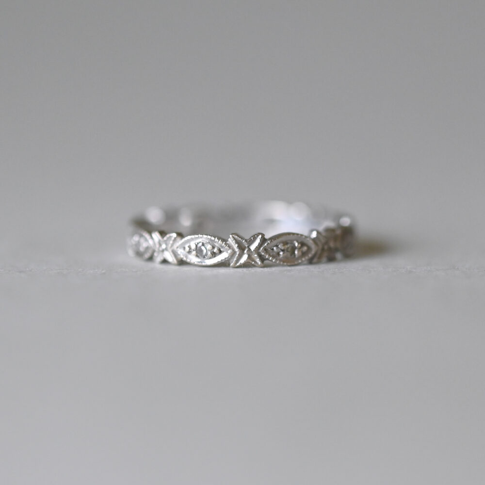 18ct white gold aesthetic stacking band ring