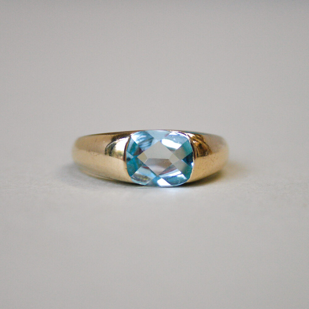 Contemporary 9ct gold facetted topaz band ring