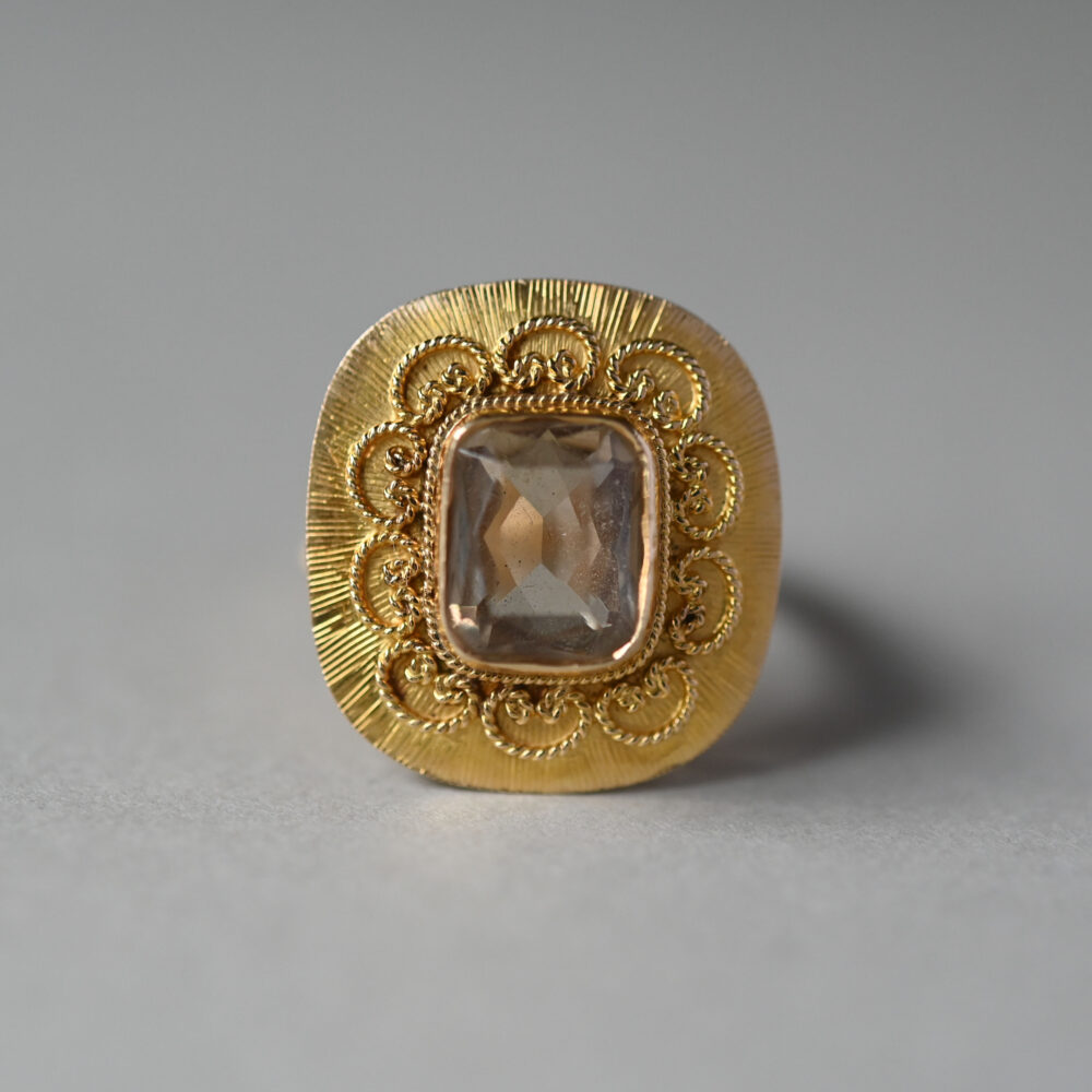 18ct gold decorative wirework citrine ring