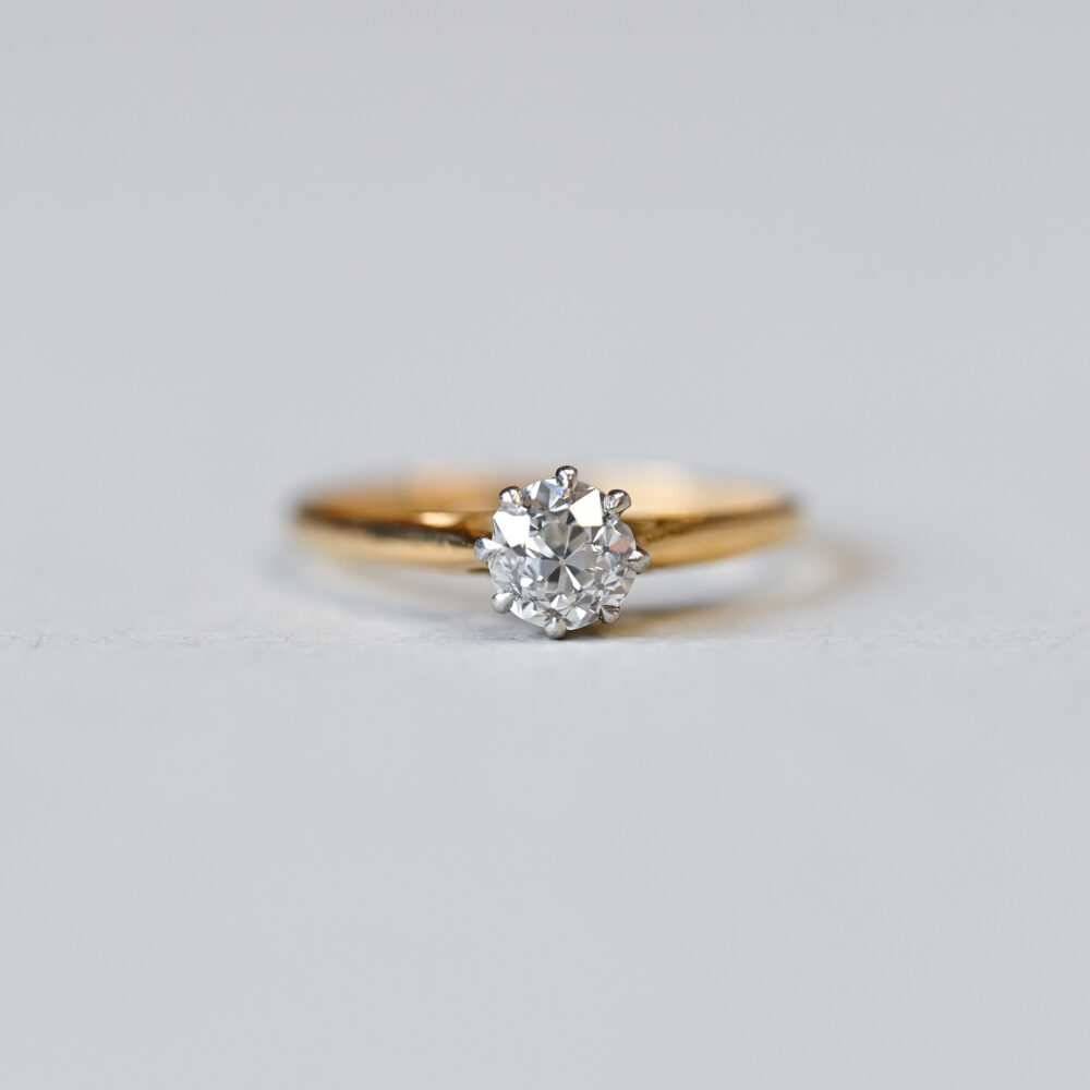 Classic 18ct gold old cut diamond solitaire engagement ring