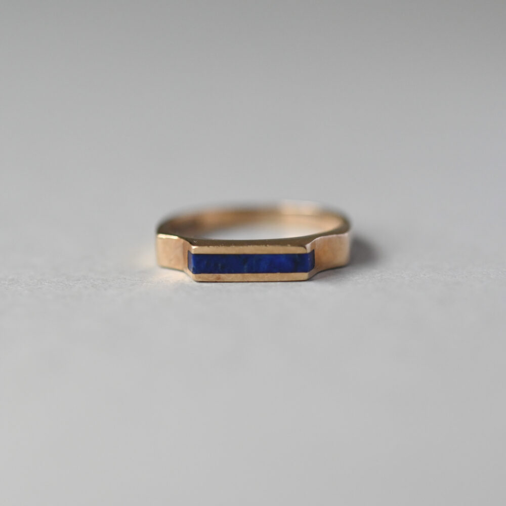 Cutie 9ct gold lapis lazuli geometric stacking ring