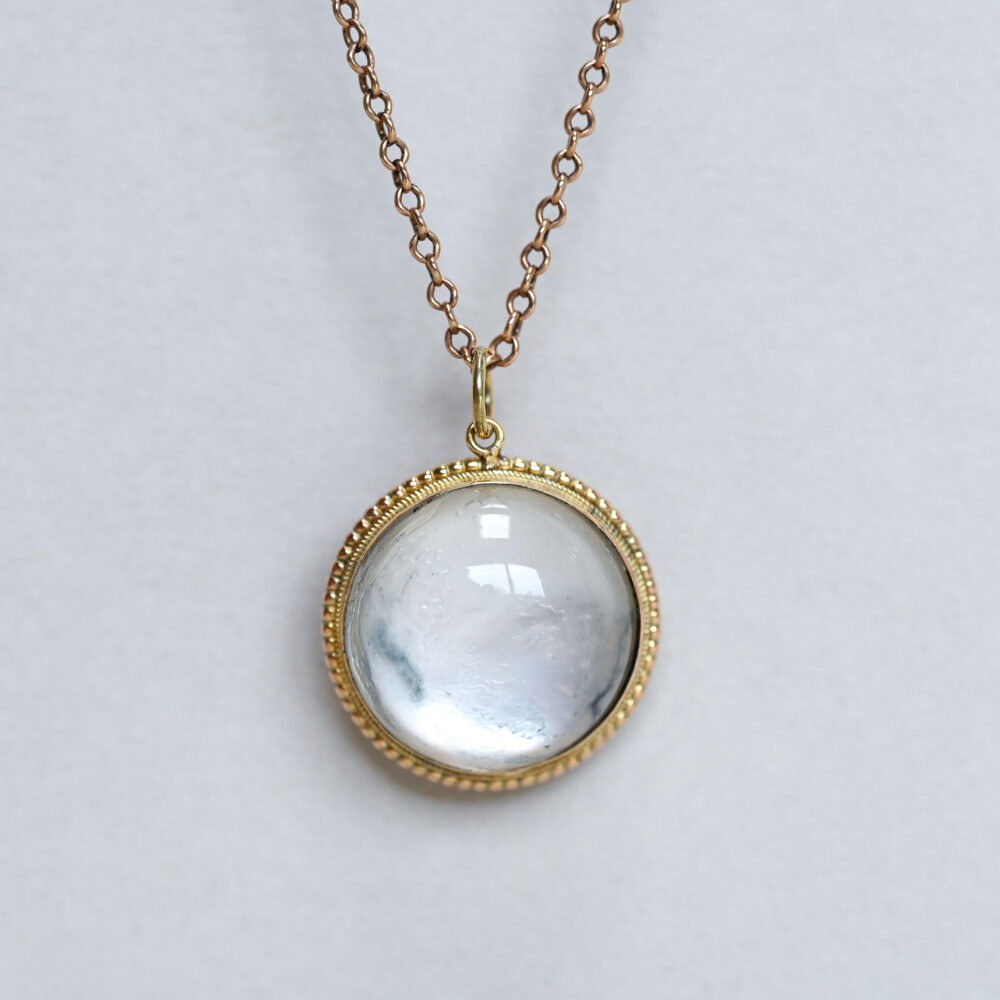 Antique Victorian 15ct gold rock crystal pendant c.1880s